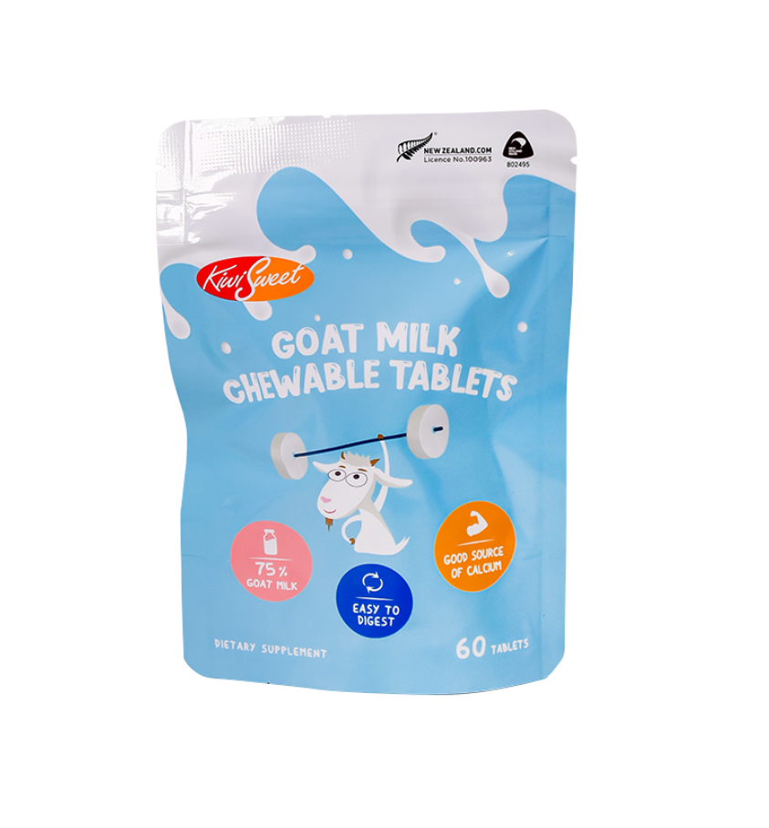 Product image of KiwiSweet Goat Milk Chewable Tablets (Original) from KiwiCorp – natural goat milk supplement for kids and adults.